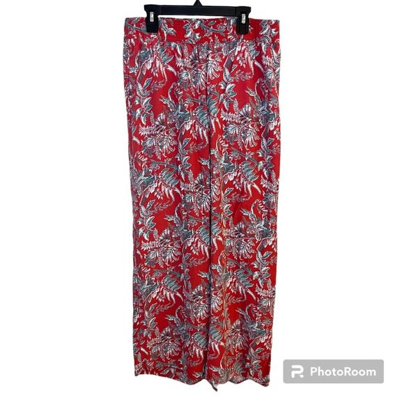 Ann Taylor LOFT Orange Floral Print Wide Leg Pants Size Small - Picture 1 of 6